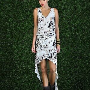 Alexis Vara Silk Asymmetric Wrap Skirt Animal Print S High Low